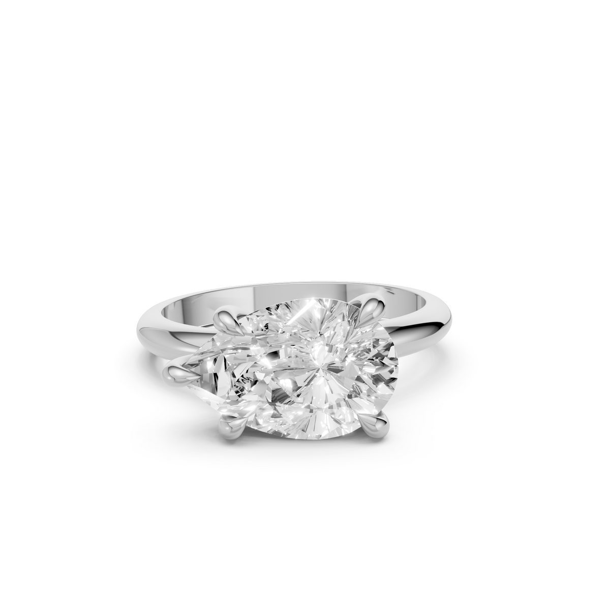 Pear Cut Lab Diamond Prong Set Solitaire Engagement Ring