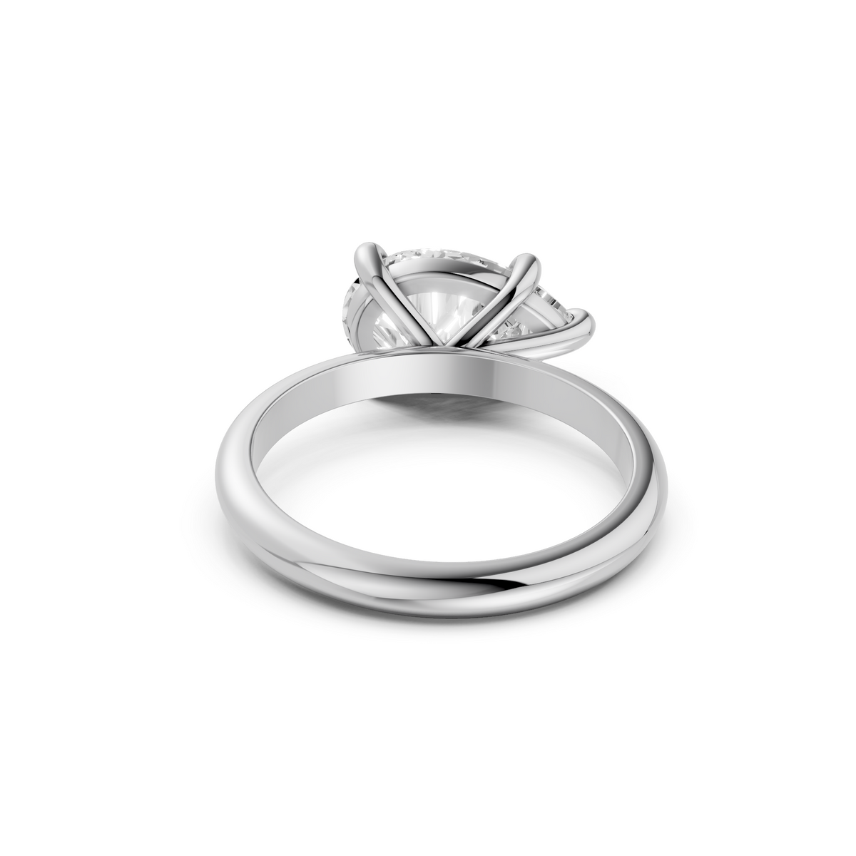 Pear Cut Lab Diamond Prong Set Solitaire Engagement Ring