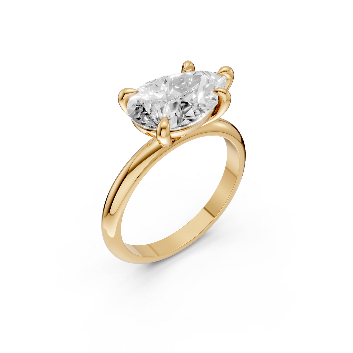 Pear Cut Lab Diamond Prong Set Solitaire Engagement Ring
