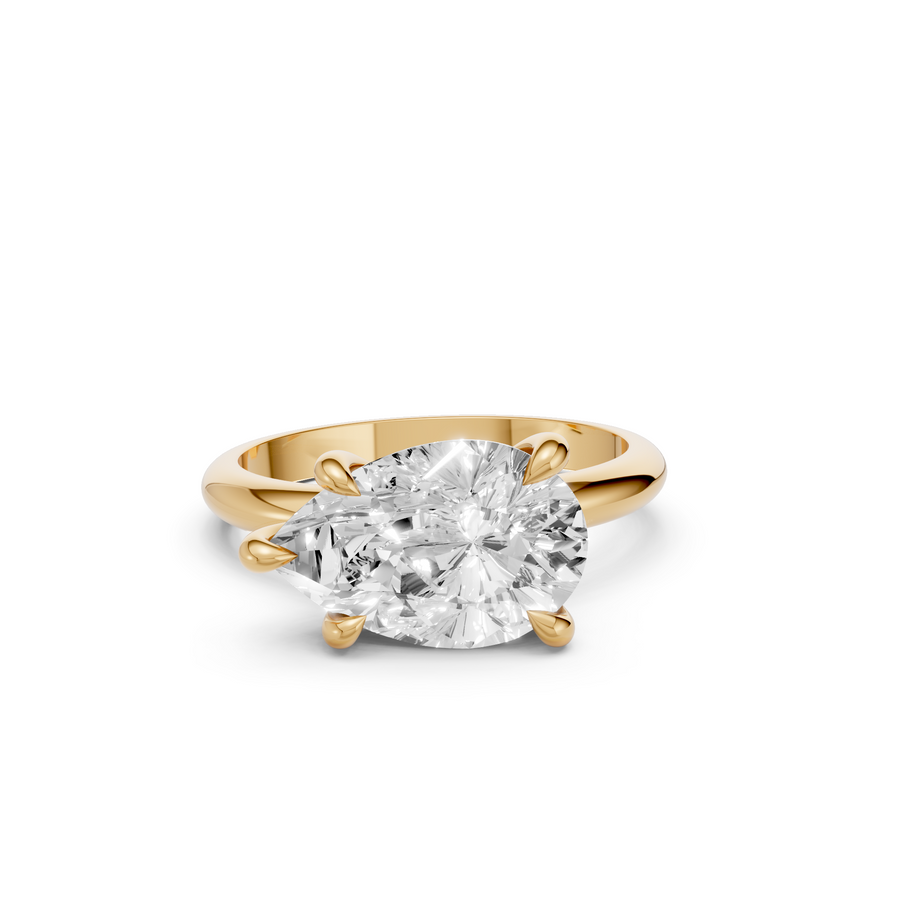 Pear Cut Lab Diamond Prong Set Solitaire Engagement Ring