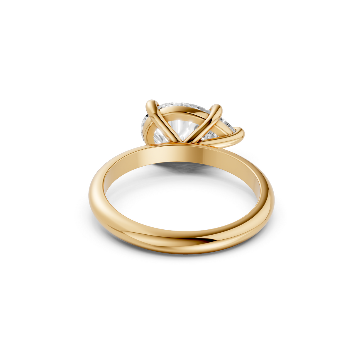 Pear Cut Lab Diamond Prong Set Solitaire Engagement Ring