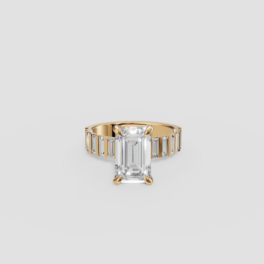 Emerald Cut Diamond IGI Certified Engagement Ring in Gold