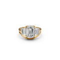 Three Stone Emerald Cut Lab Diamond Curved Engagement Ring