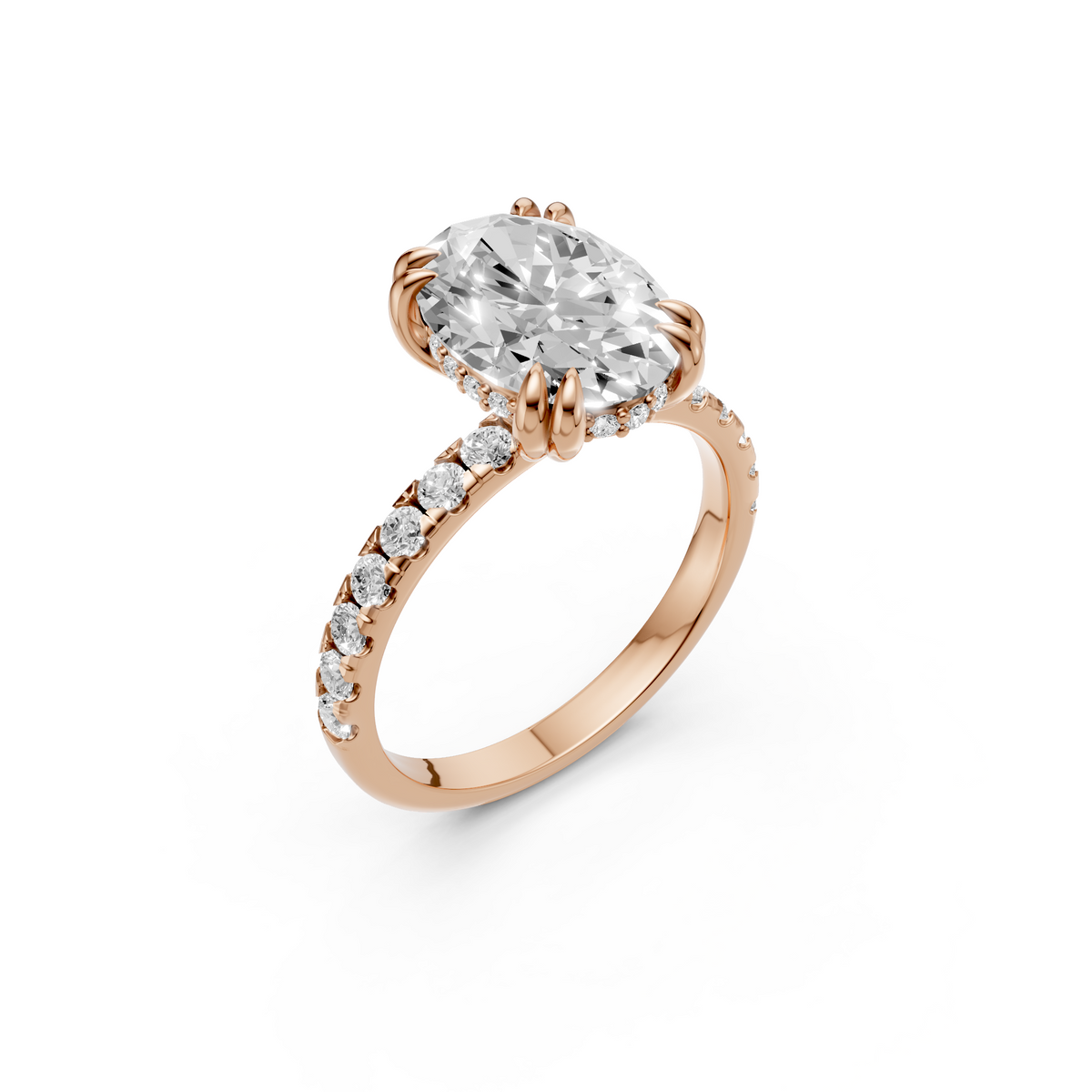 Contemporary Oval & Round Cut Diamond Halo Engagement Ring