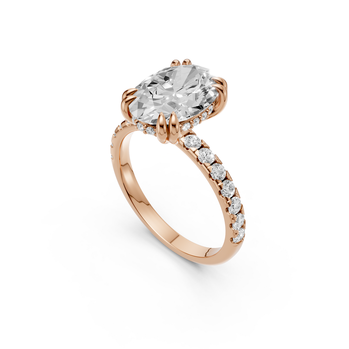 Contemporary Oval & Round Cut Diamond Halo Engagement Ring