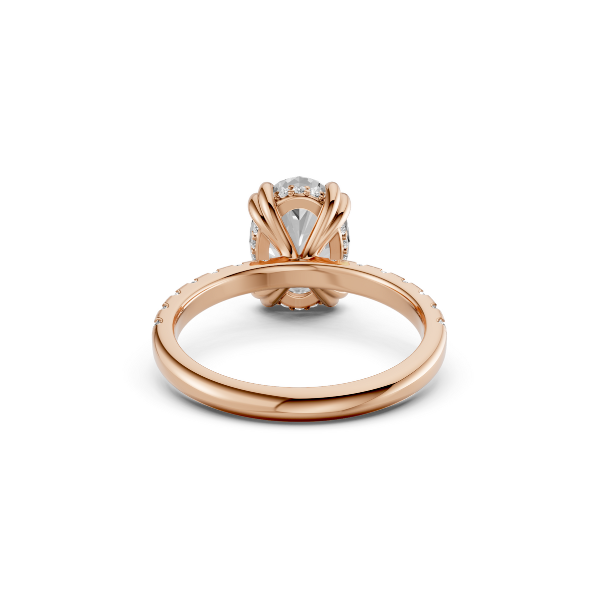 Contemporary Oval & Round Cut Diamond Halo Engagement Ring