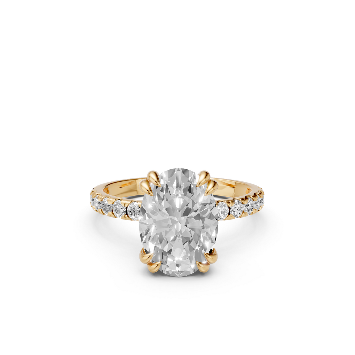 Contemporary Oval & Round Cut Diamond Halo Engagement Ring