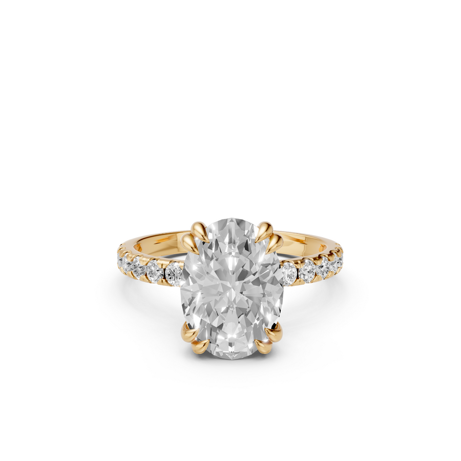 Contemporary Oval & Round Cut Diamond Halo Engagement Ring