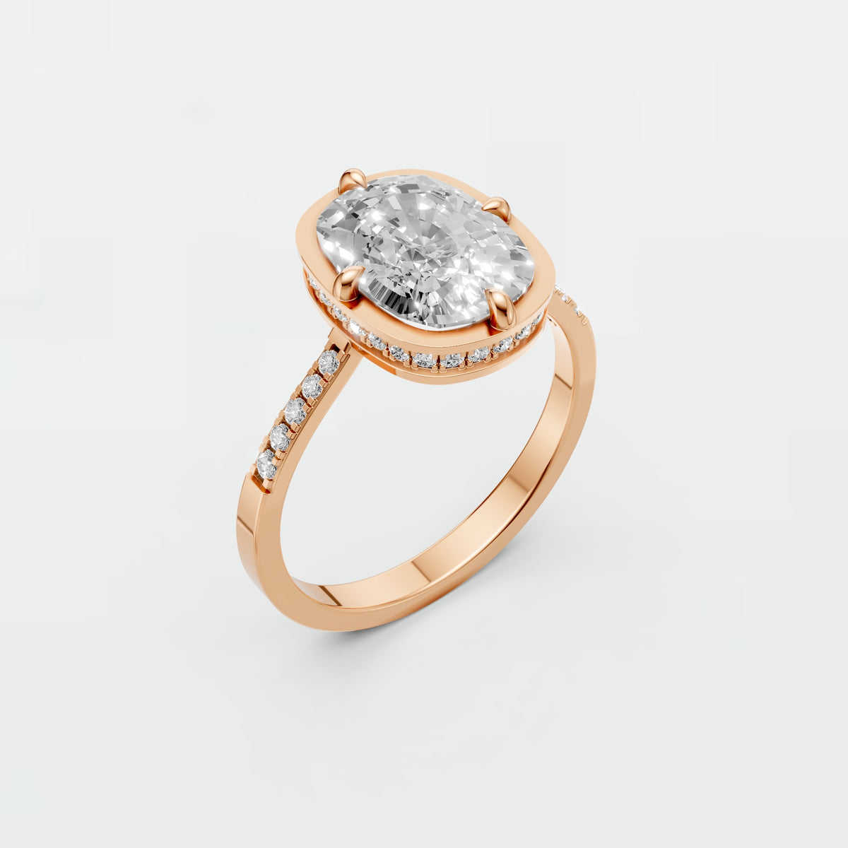Cushion Cut Blue Diamond Engagement Ring with Diamond Accents in Gold