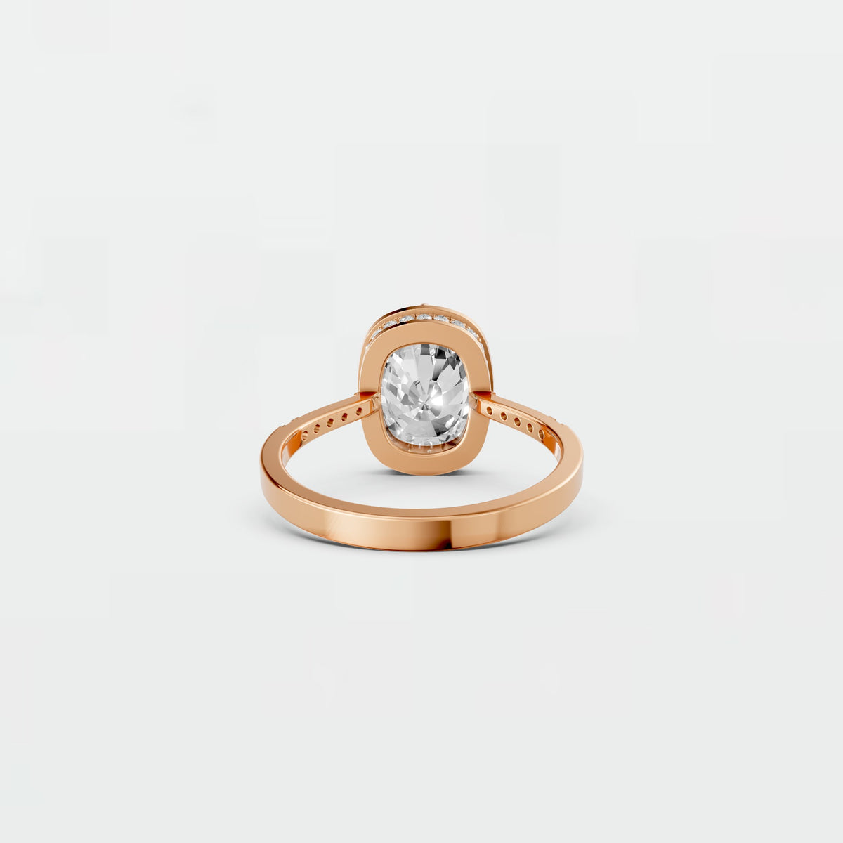 Cushion Cut Blue Diamond Engagement Ring with Diamond Accents in Gold
