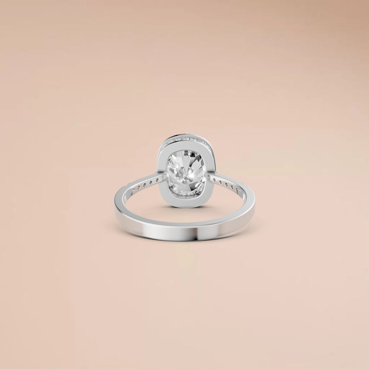 Cushion Cut Blue Diamond Engagement Ring with Diamond Accents in Gold