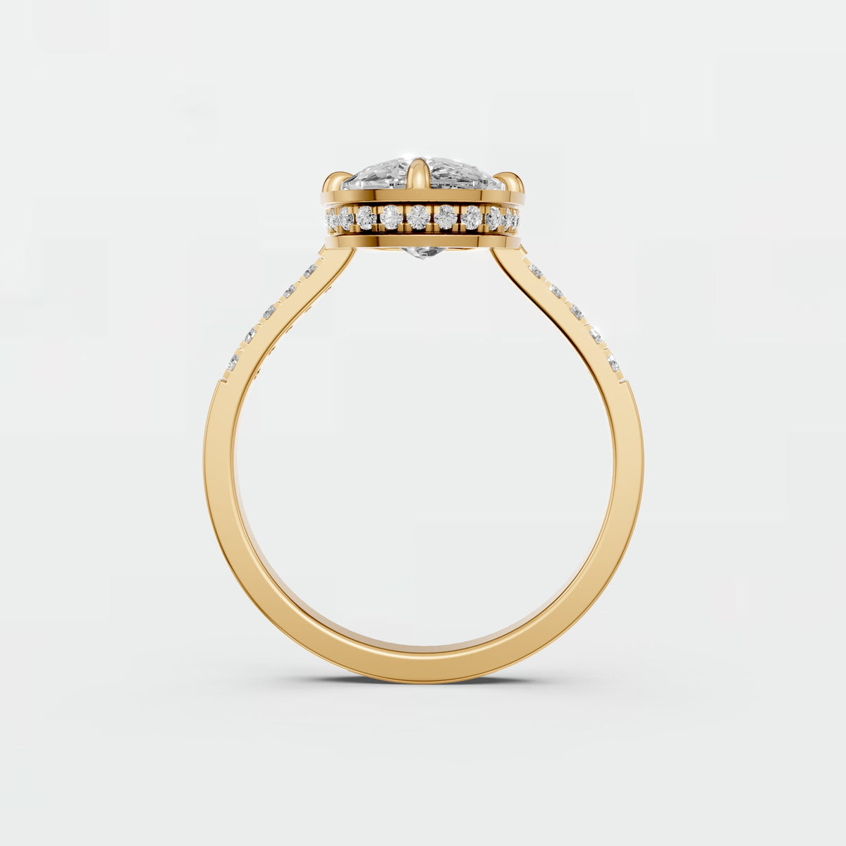 Cushion Cut Blue Diamond Engagement Ring with Diamond Accents in Gold