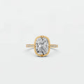 Cushion Cut Blue Diamond Engagement Ring with Diamond Accents in Gold