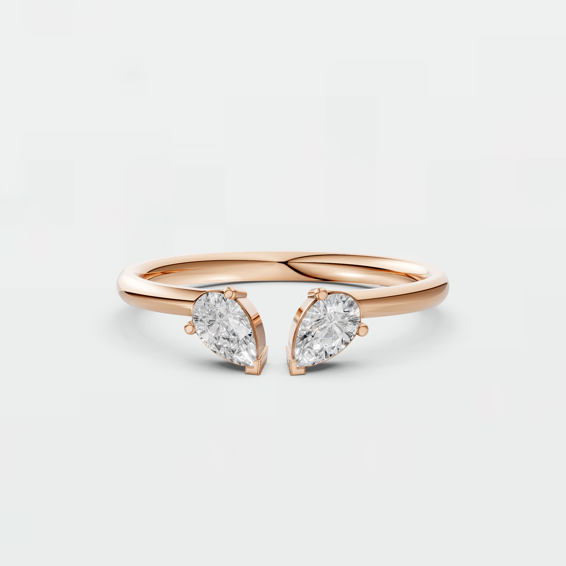 Pear Cut Lab Grown Diamond Open Ring | Minimalist Toi et Moi Gold Ring