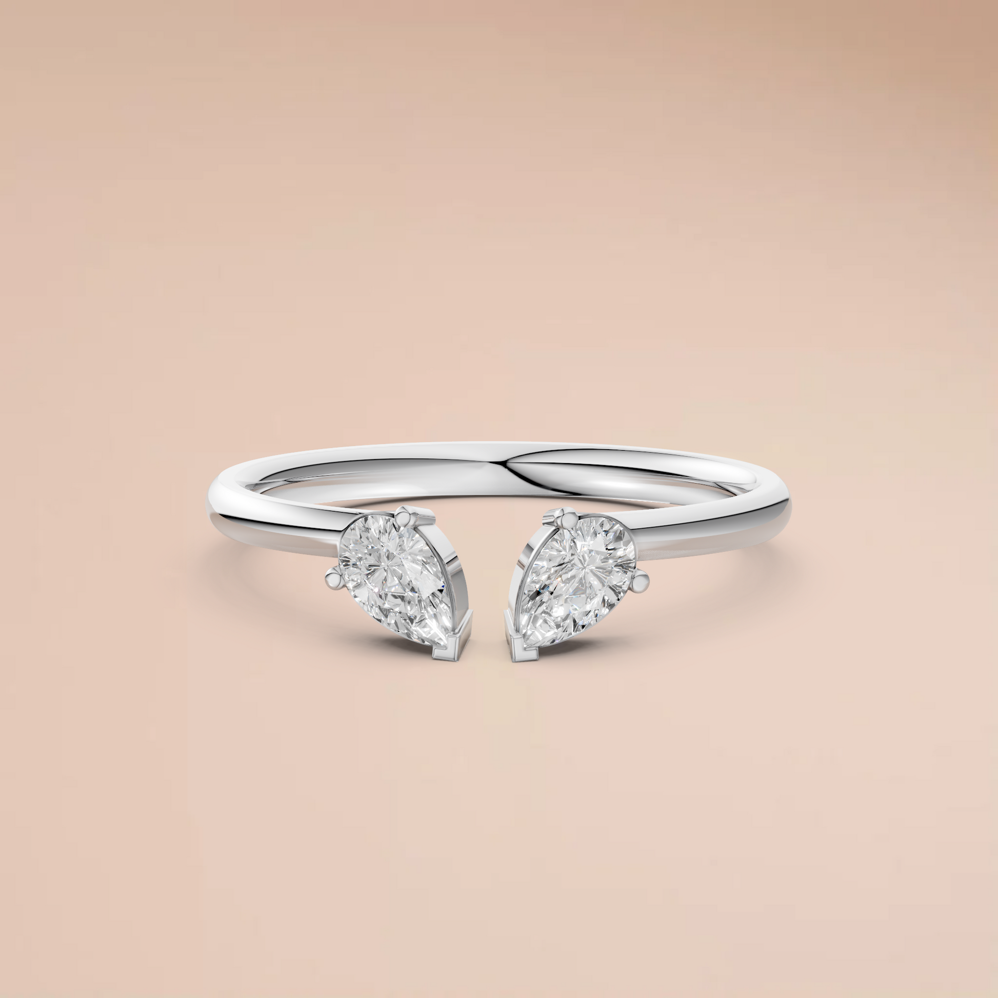 Pear Cut Lab Grown Diamond Open Ring | Minimalist Toi et Moi Gold Ring