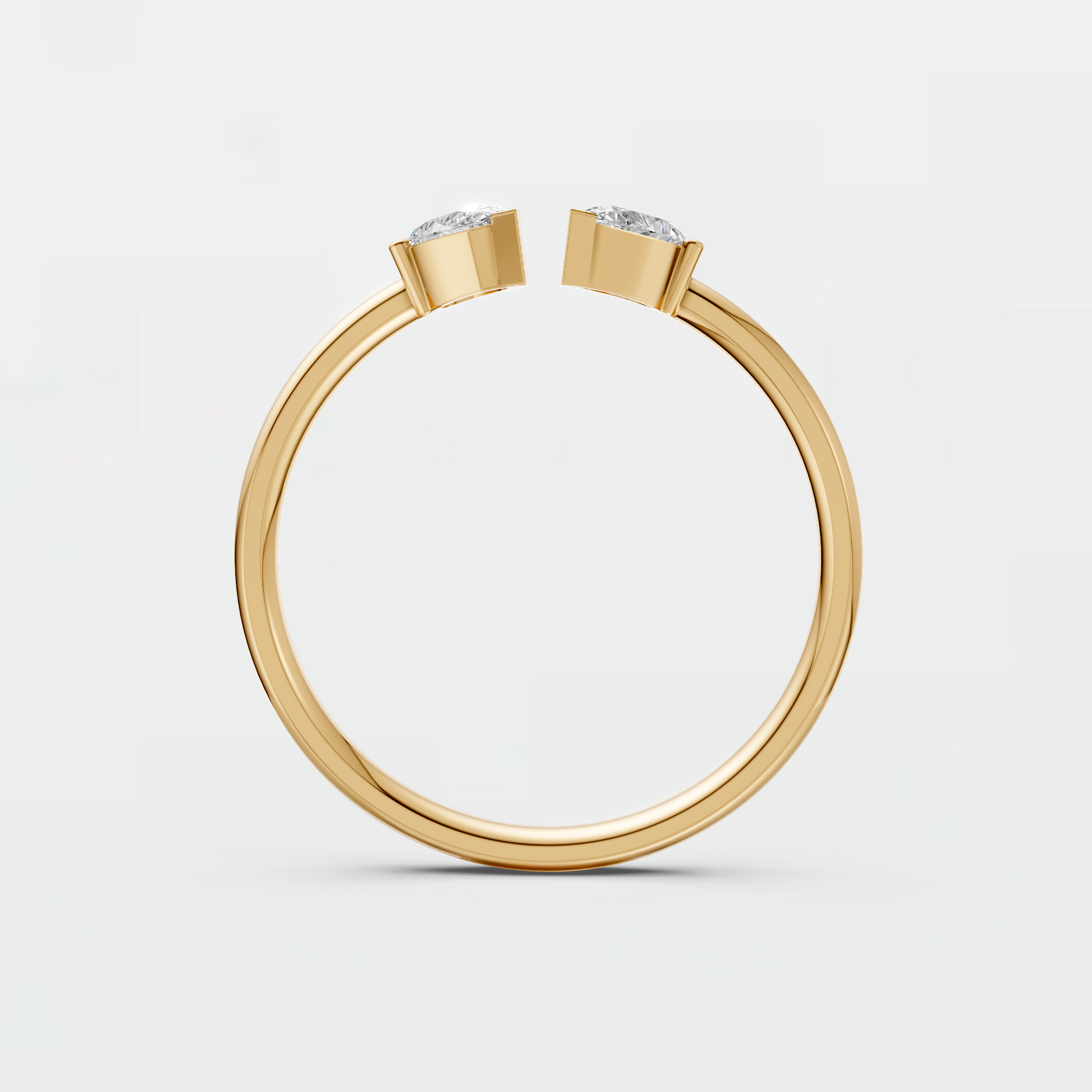 Pear Cut Lab Grown Diamond Open Ring | Minimalist Toi et Moi Gold Ring