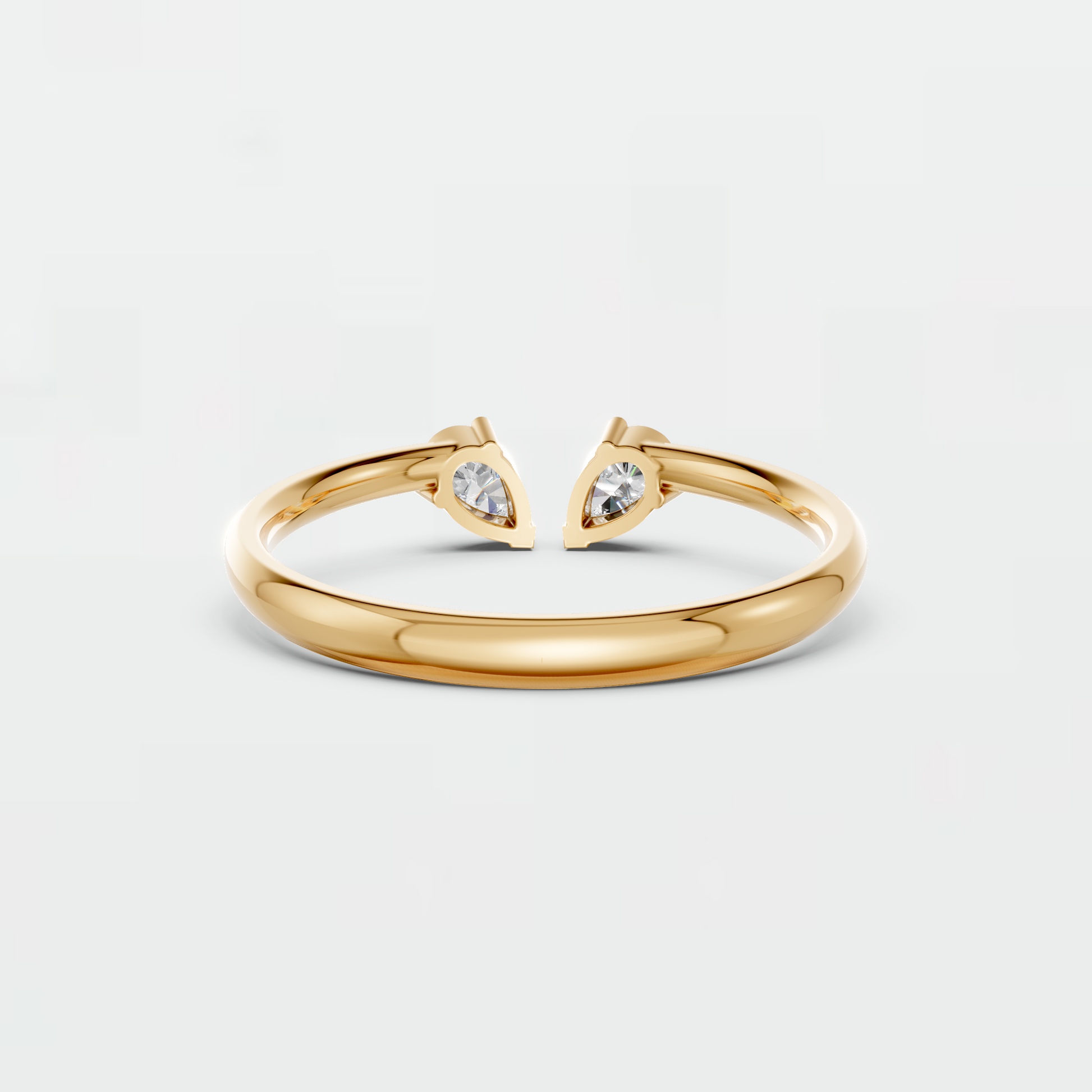 Pear Cut Lab Grown Diamond Open Ring | Minimalist Toi et Moi Gold Ring