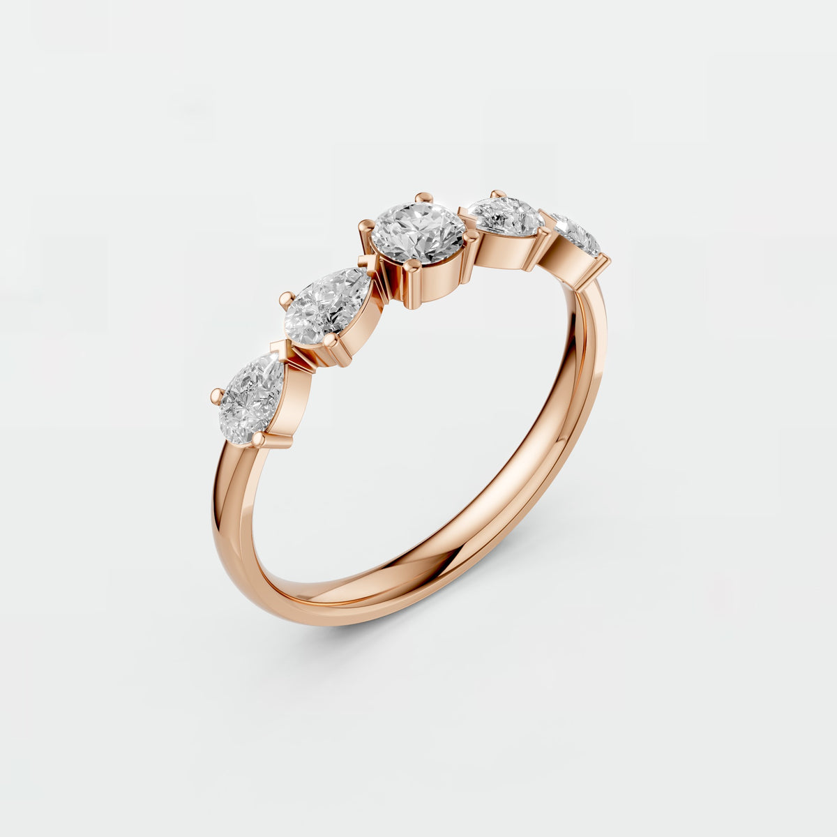 Celestia Multi Shape Round & Pear Diamond Wedding Band