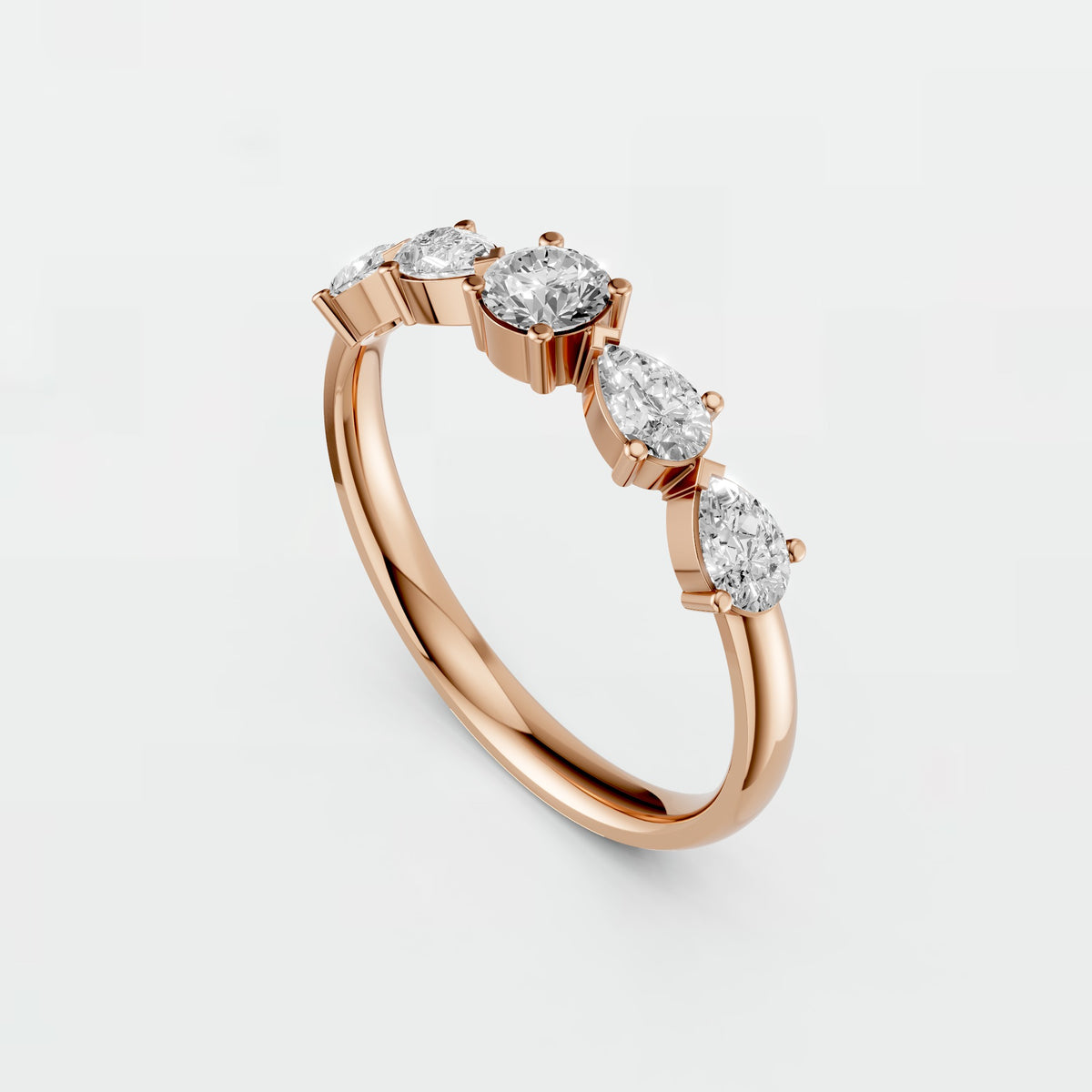 Celestia Multi Shape Round & Pear Diamond Wedding Band