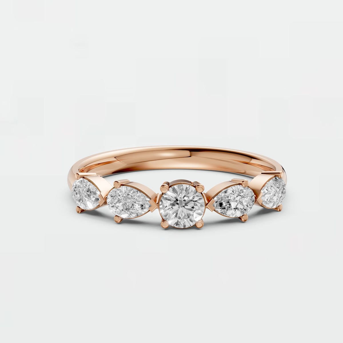 Celestia Multi Shape Round & Pear Diamond Wedding Band