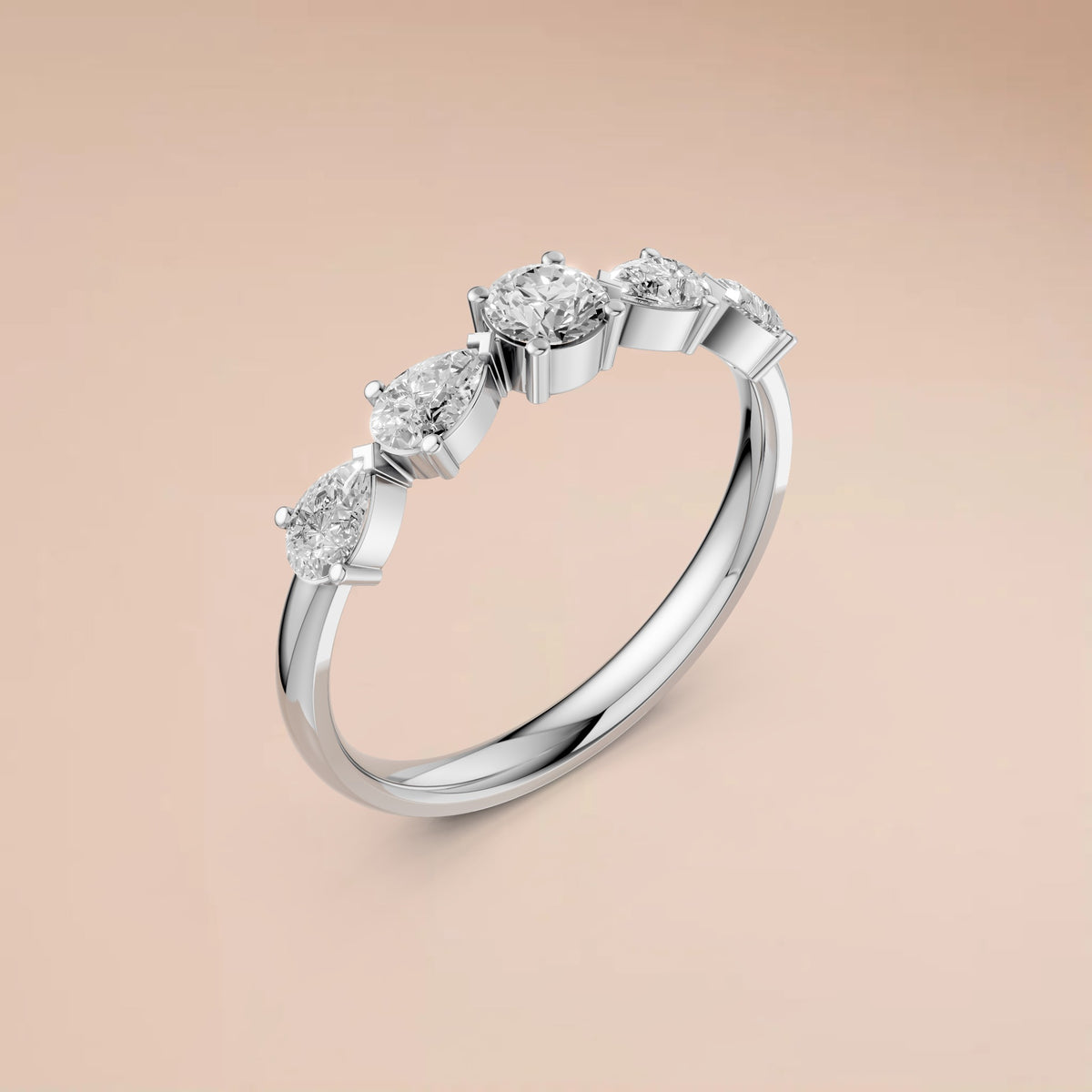 Celestia Multi Shape Round & Pear Diamond Wedding Band