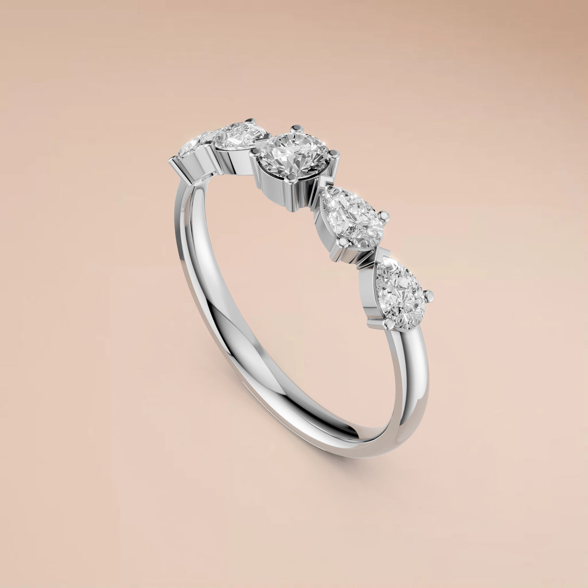Celestia Multi Shape Round & Pear Diamond Wedding Band