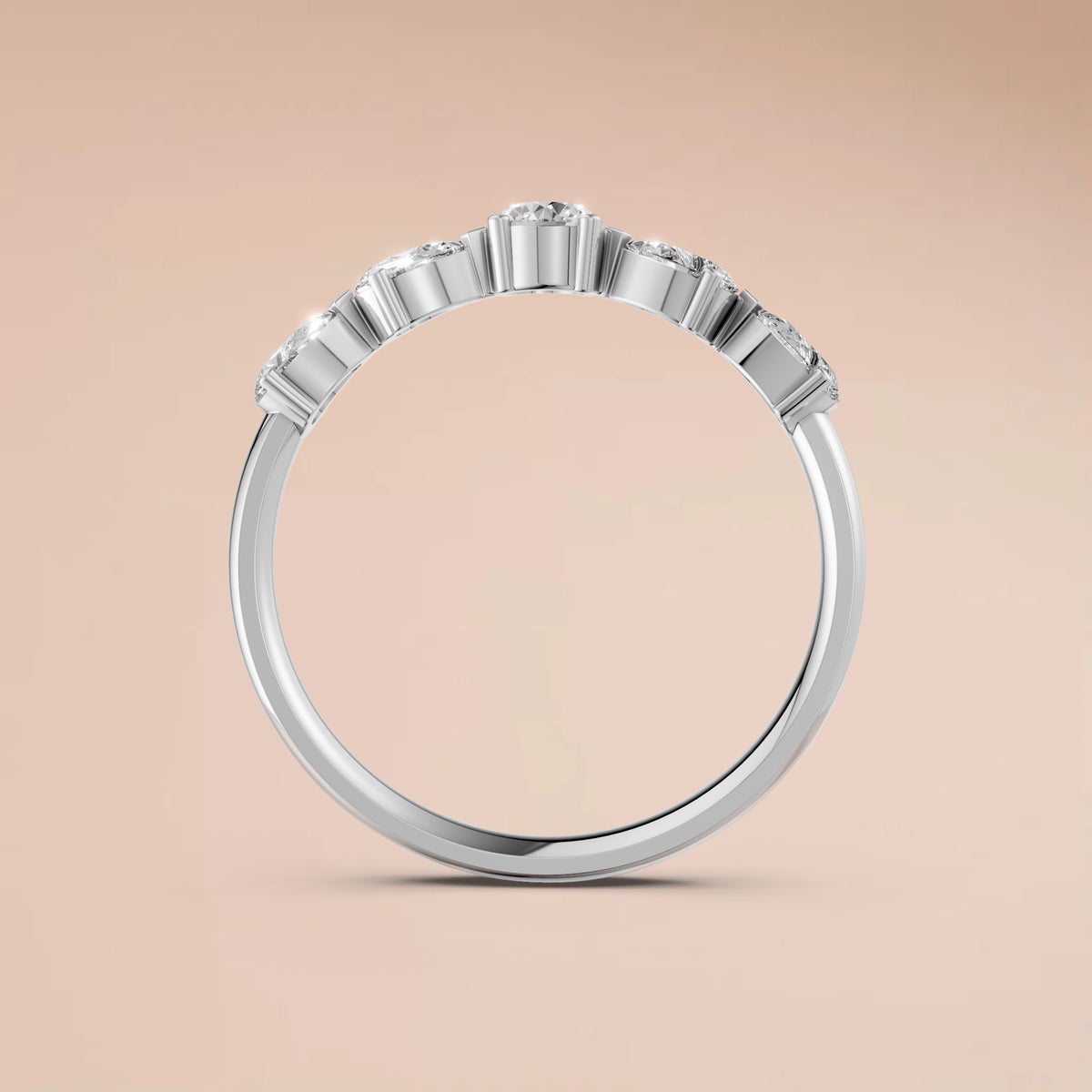 Celestia Multi Shape Round & Pear Diamond Wedding Band
