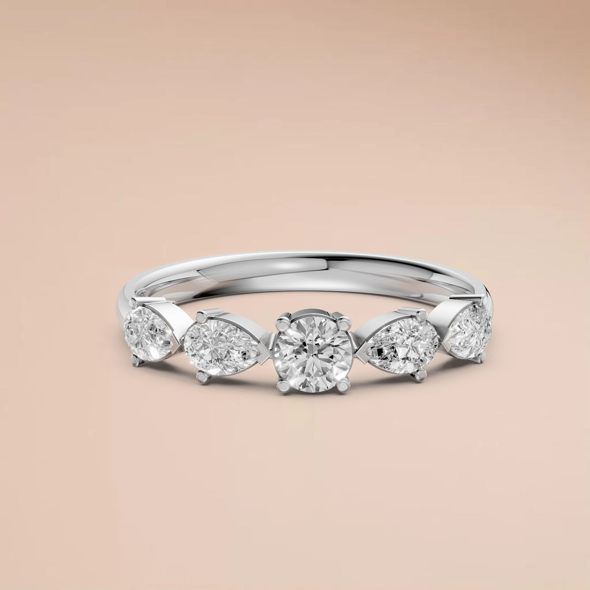 Celestia Multi Shape Round & Pear Diamond Wedding Band