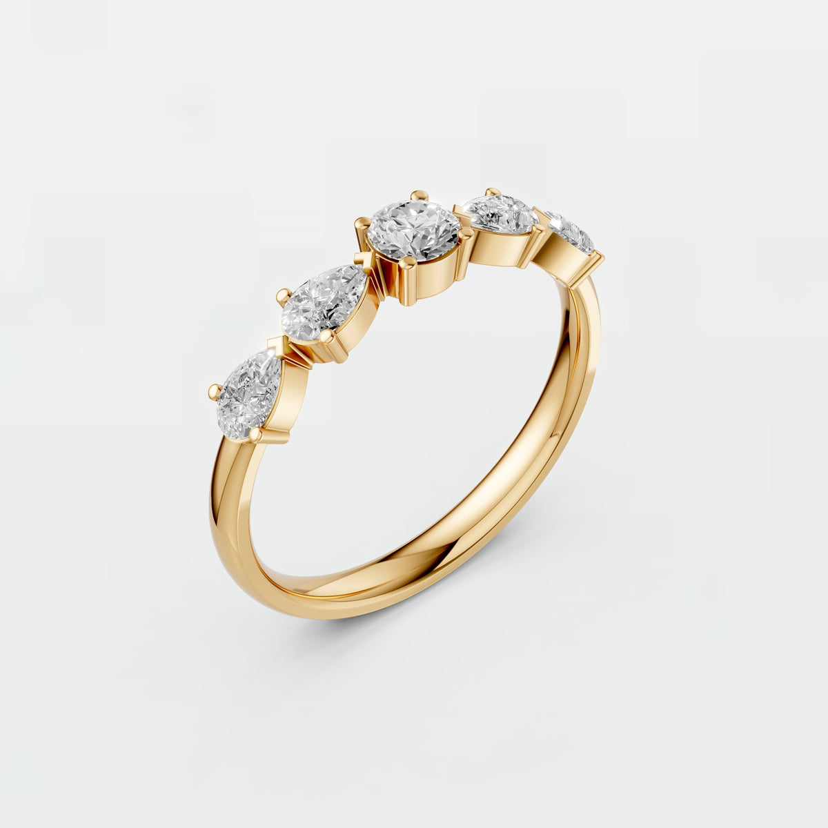 Celestia Multi Shape Round & Pear Diamond Wedding Band