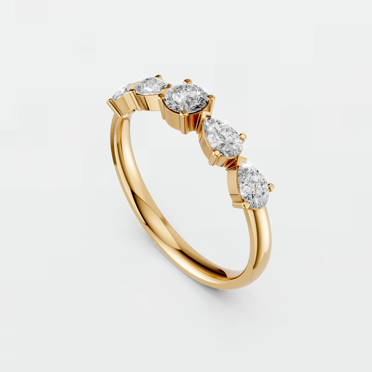 Celestia Multi Shape Round & Pear Diamond Wedding Band