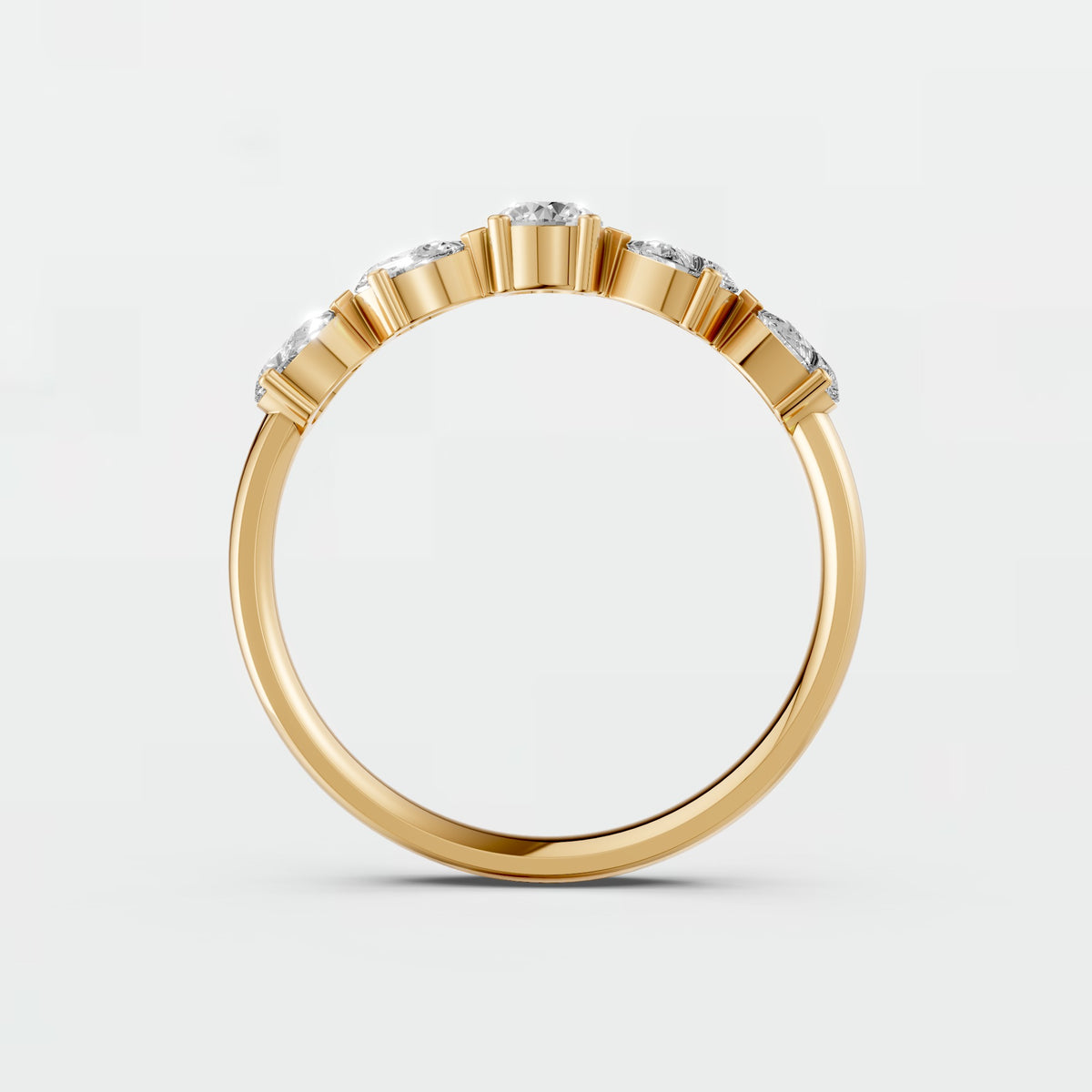 Celestia Multi Shape Round & Pear Diamond Wedding Band