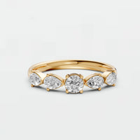 Celestia Multi Shape Round & Pear Diamond Wedding Band