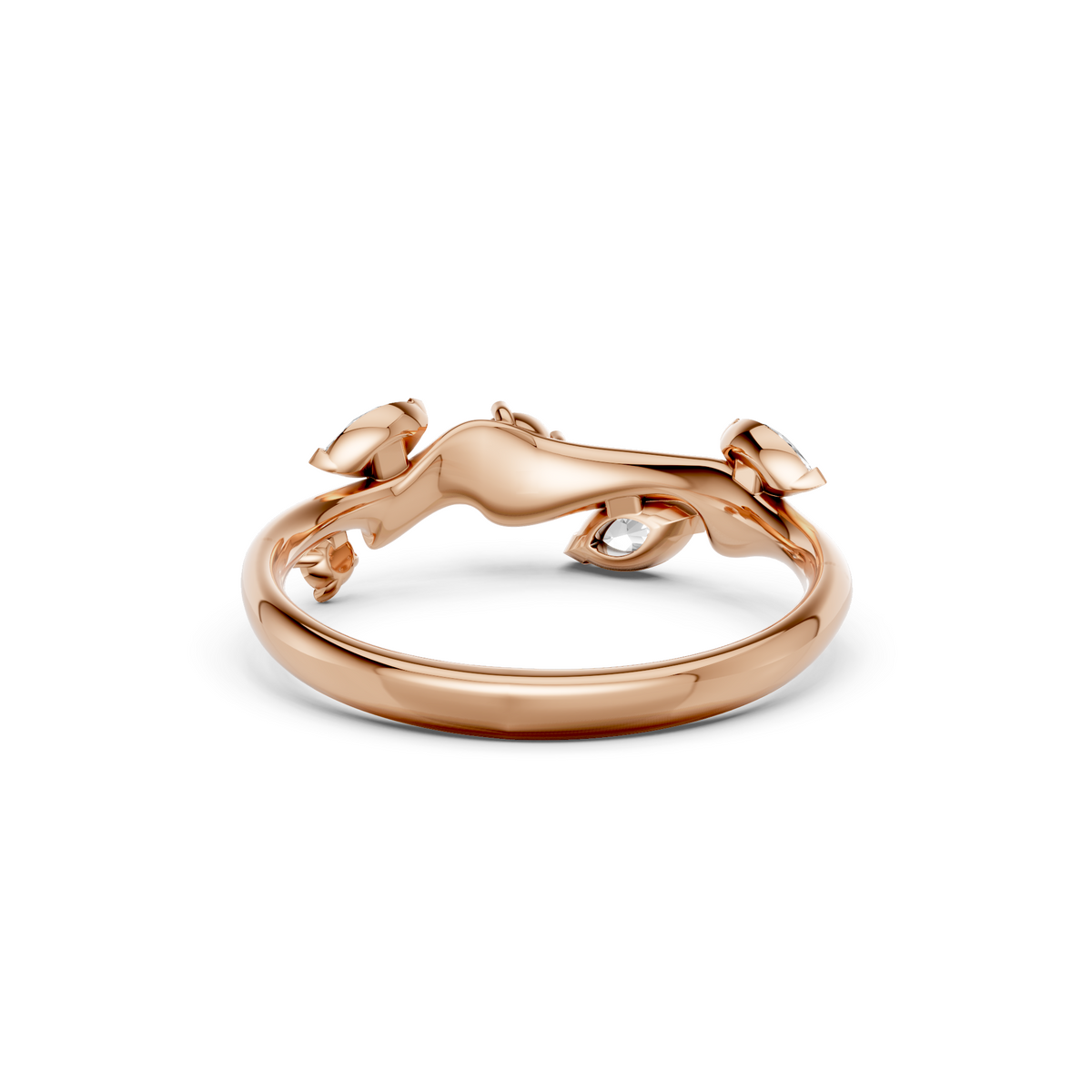 Leaf Inspired Marquise & Round Diamond Ring Nature Statement