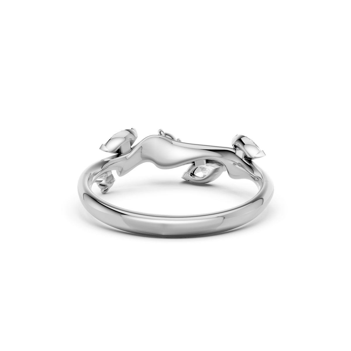 Leaf Inspired Marquise & Round Diamond Ring Nature Statement