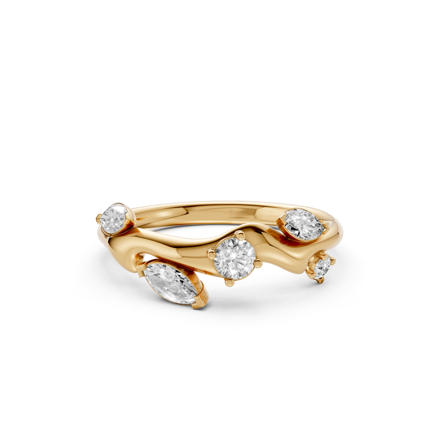 Leaf Inspired Marquise & Round Diamond Ring Nature Statement