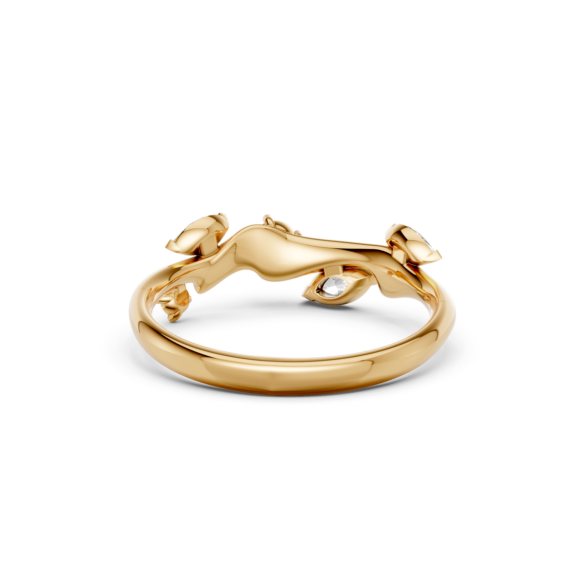 Leaf Inspired Marquise & Round Diamond Ring Nature Statement