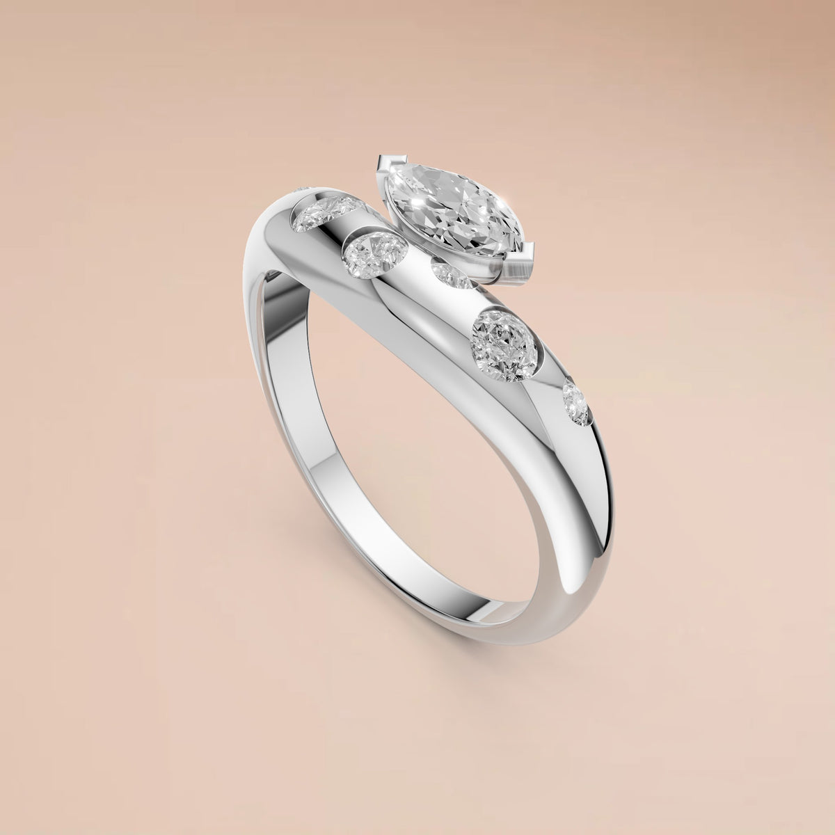 Seraphina Marquise & Round Diamond Bypass Ring