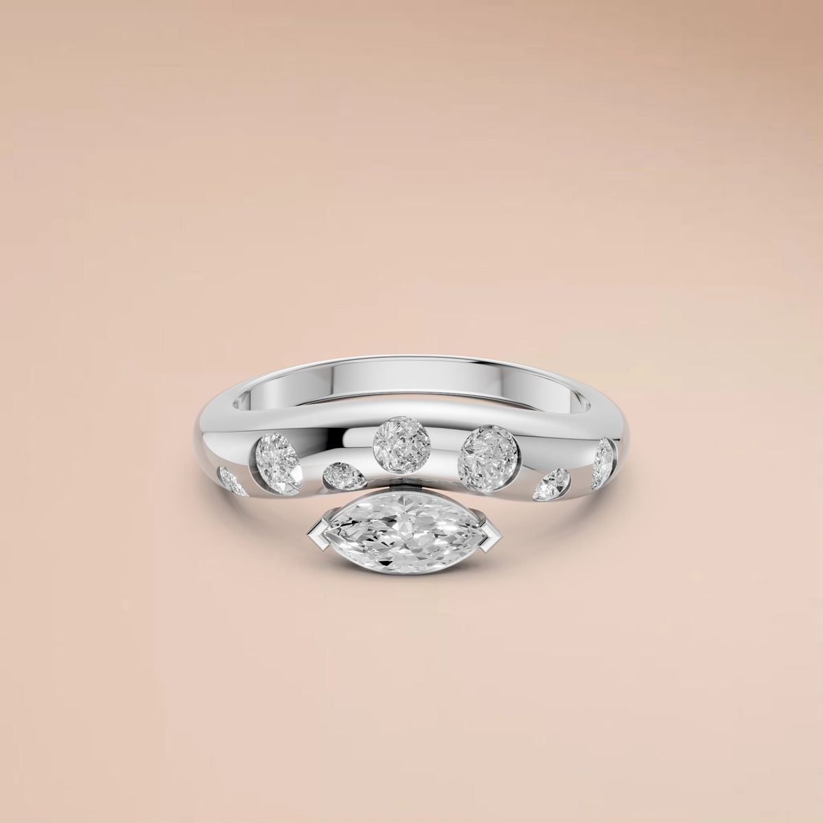 Seraphina Marquise & Round Diamond Bypass Ring