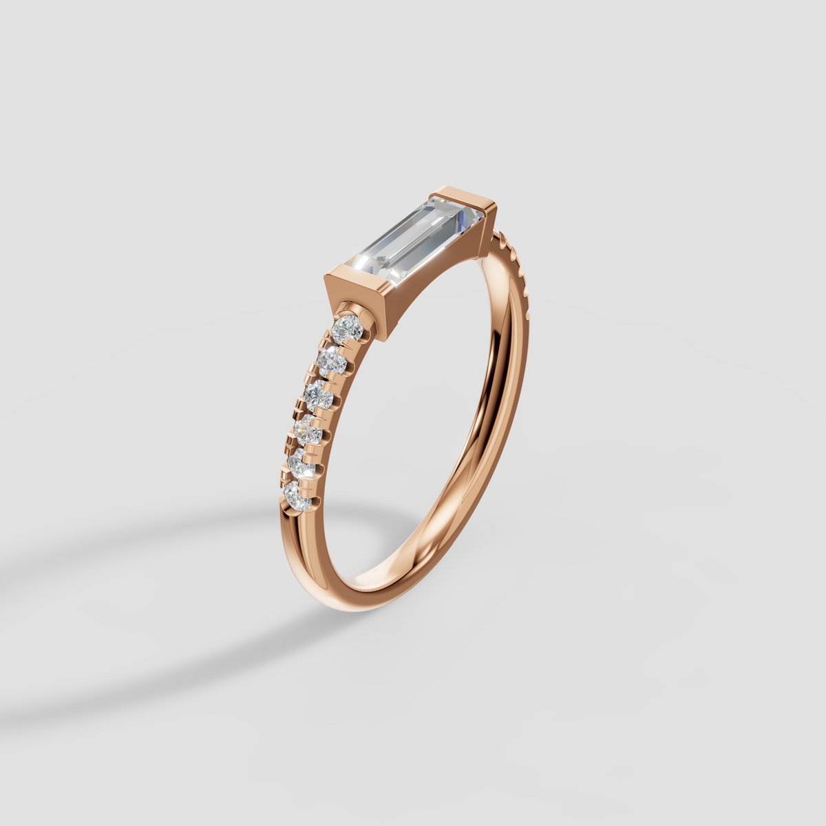 Baguette Diamond Pave Statement Ring in 14K Yellow Gold