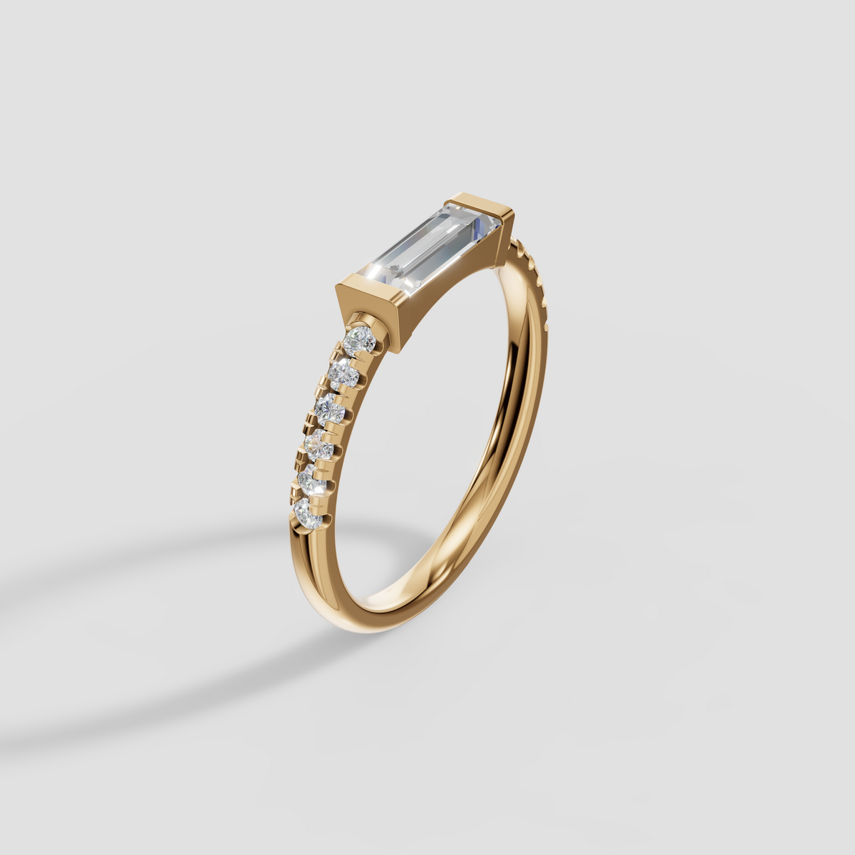Baguette Diamond Pave Statement Ring in 14K Yellow Gold