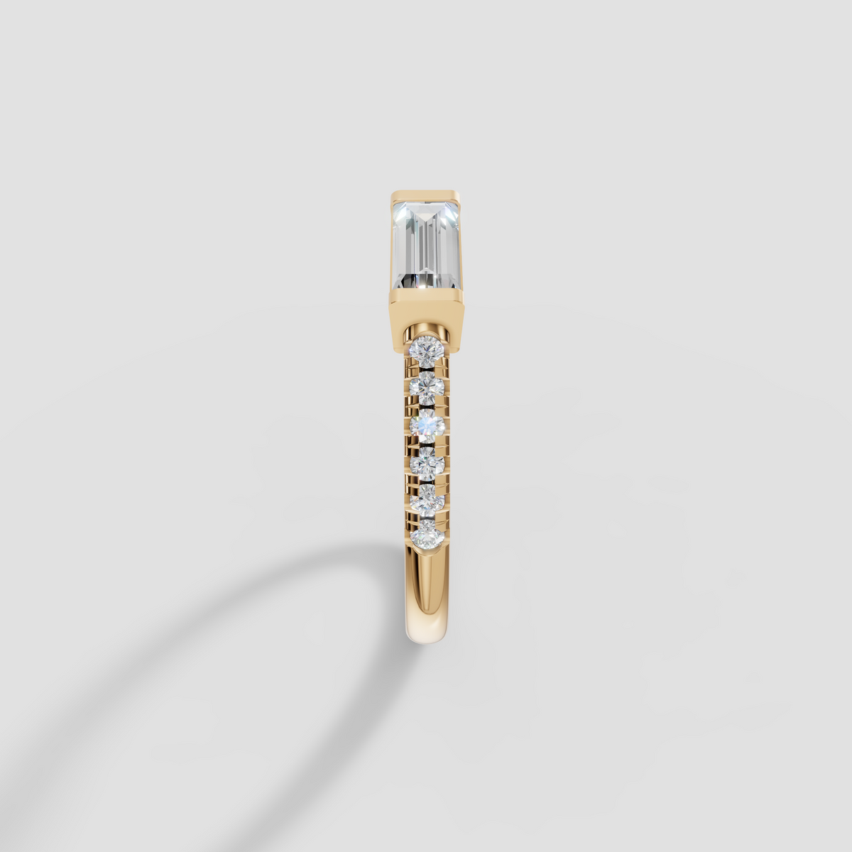 Baguette Diamond Pave Statement Ring in 14K Yellow Gold