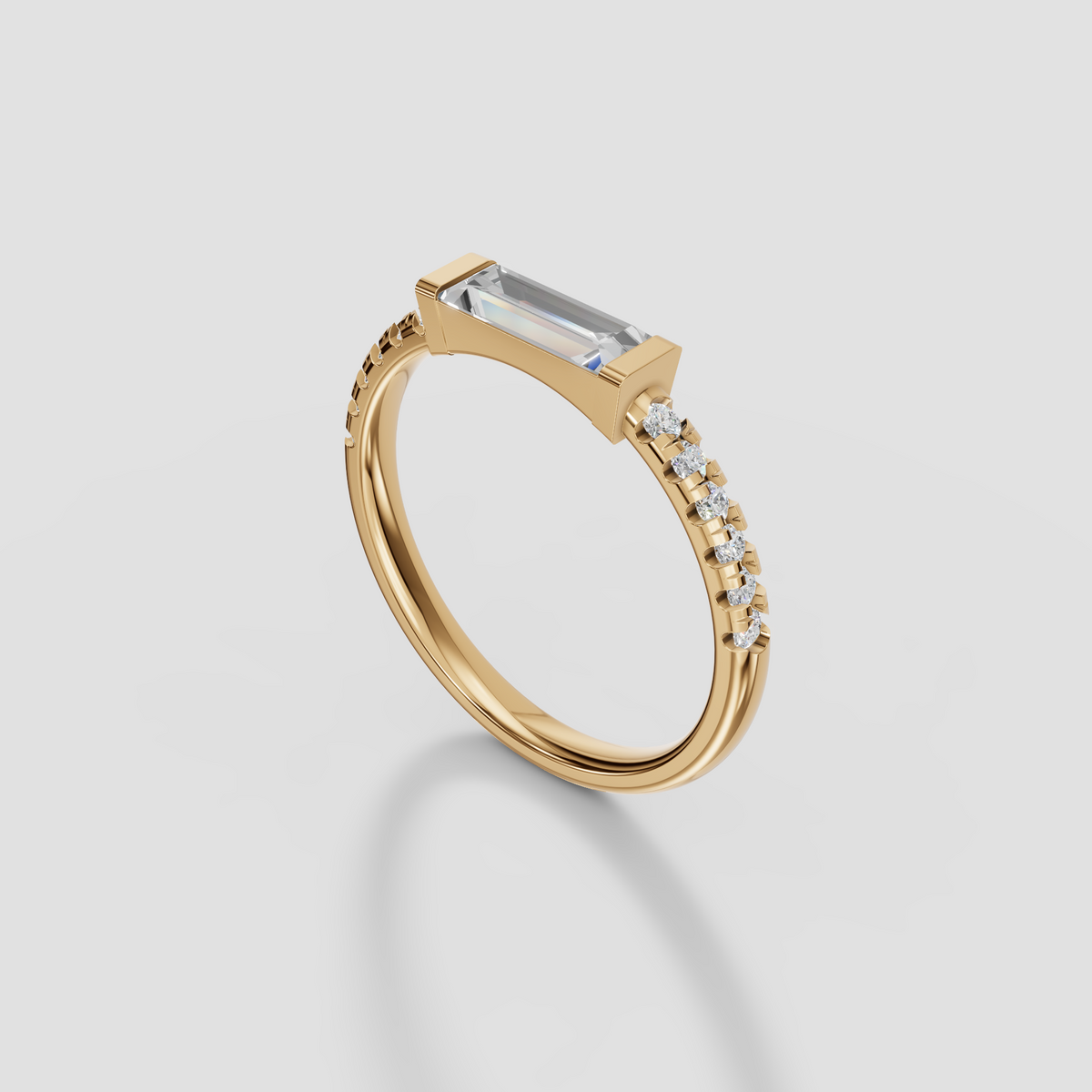 Baguette Diamond Pave Statement Ring in 14K Yellow Gold