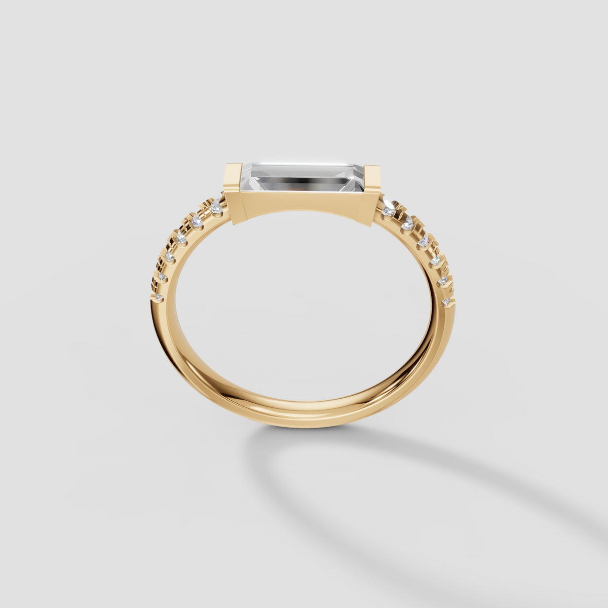 Baguette Diamond Pave Statement Ring in 14K Yellow Gold