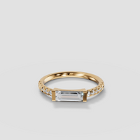 Baguette Diamond Pave Statement Ring in 14K Yellow Gold