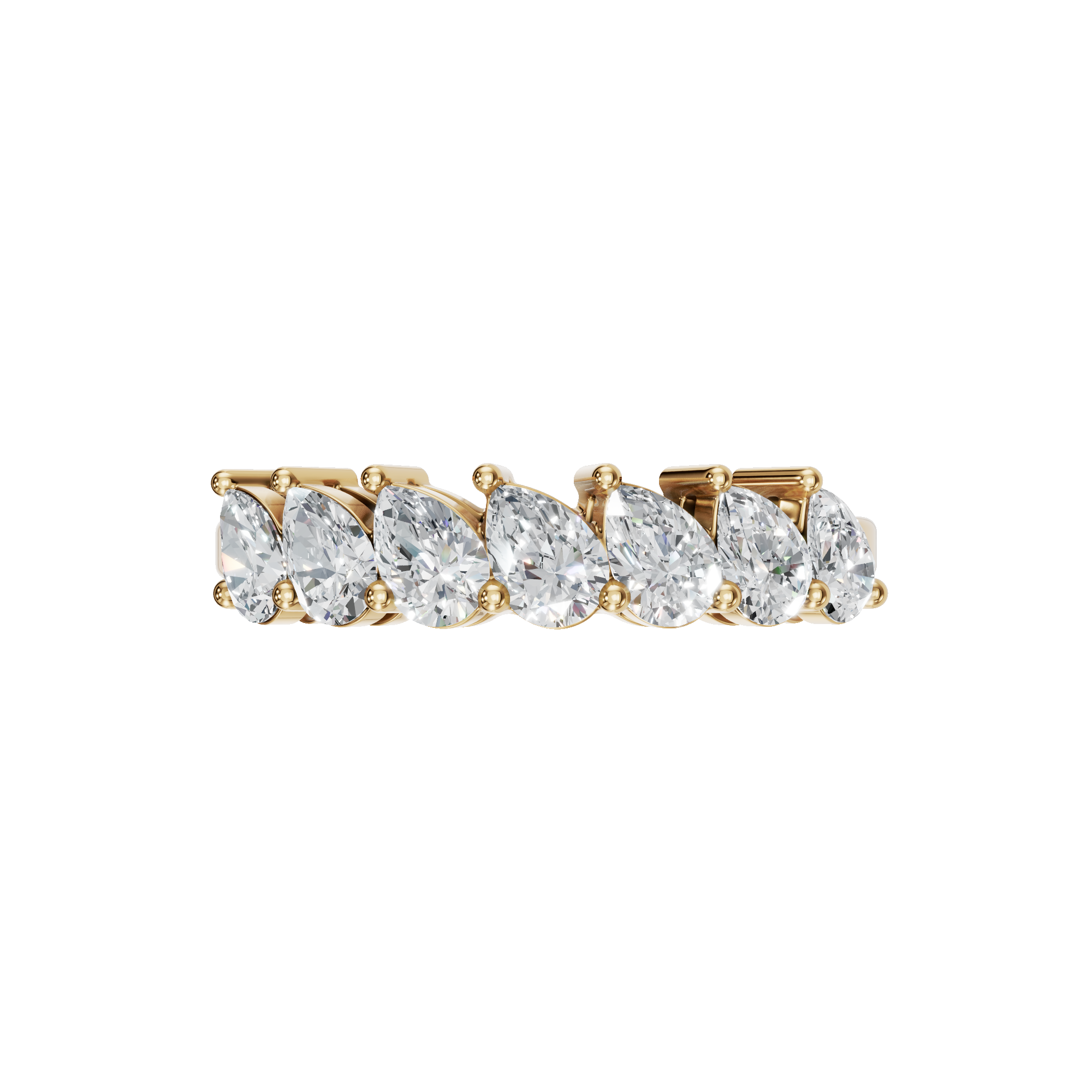 1.07 Ct Pear Lab Diamond Band Ring in 14K Yellow Gold