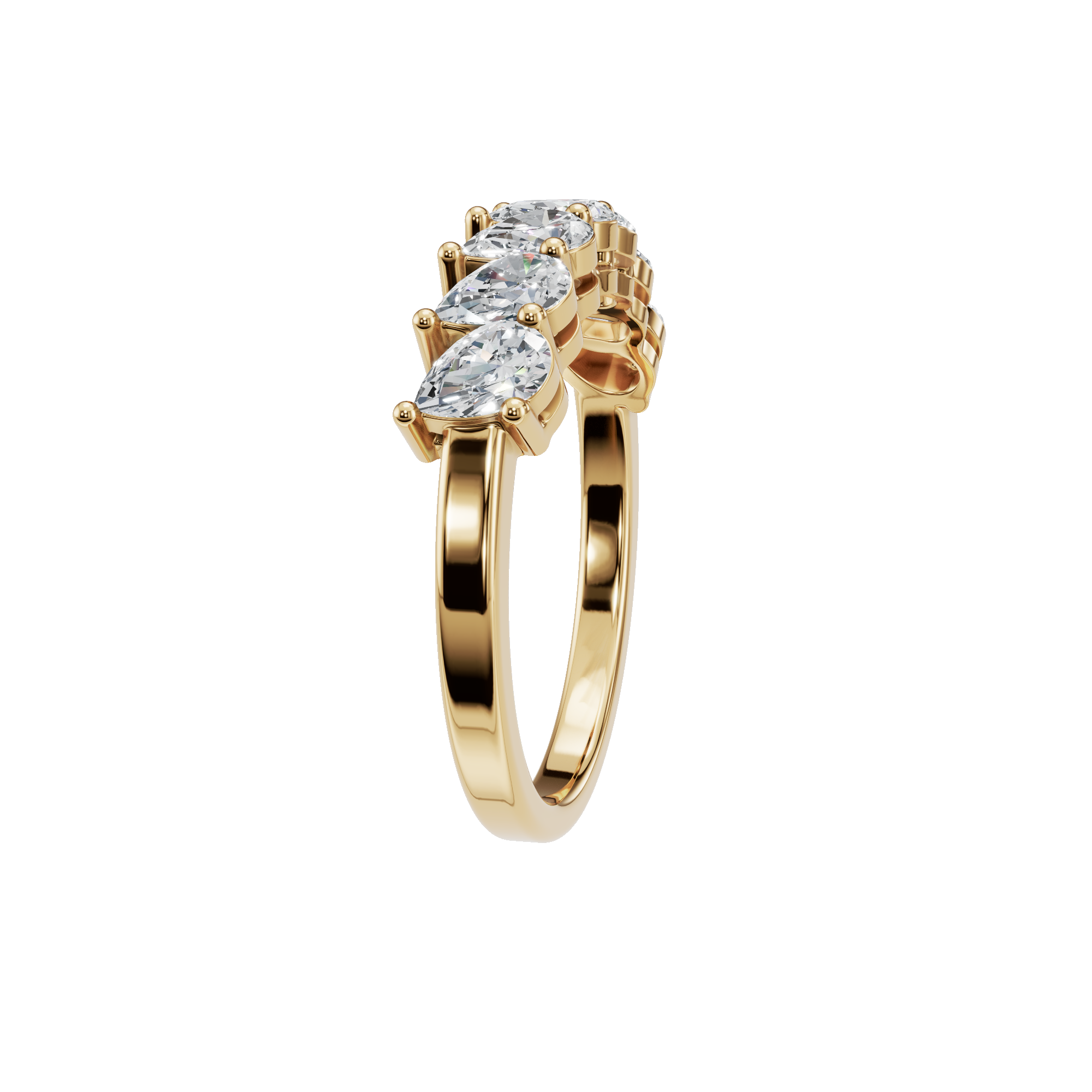 1.07 Ct Pear Lab Diamond Band Ring in 14K Yellow Gold