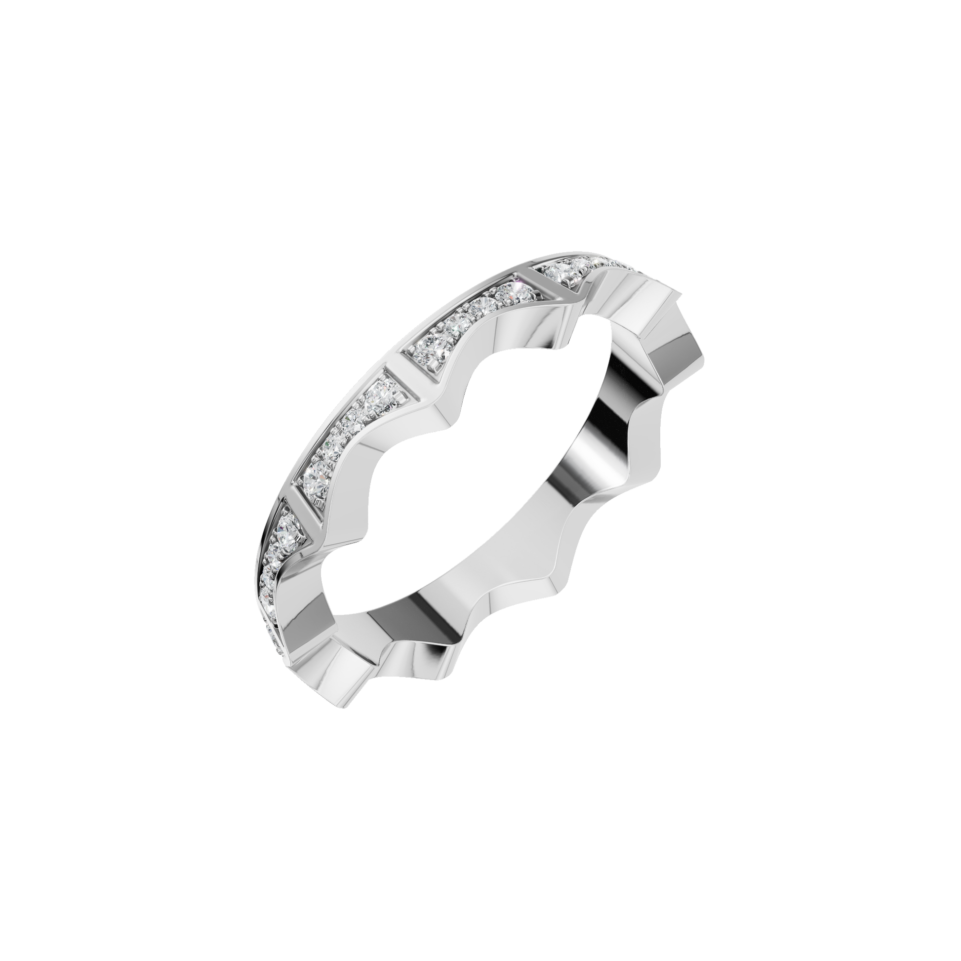 Geometric Curve Lab Grown Diamond Band Ring