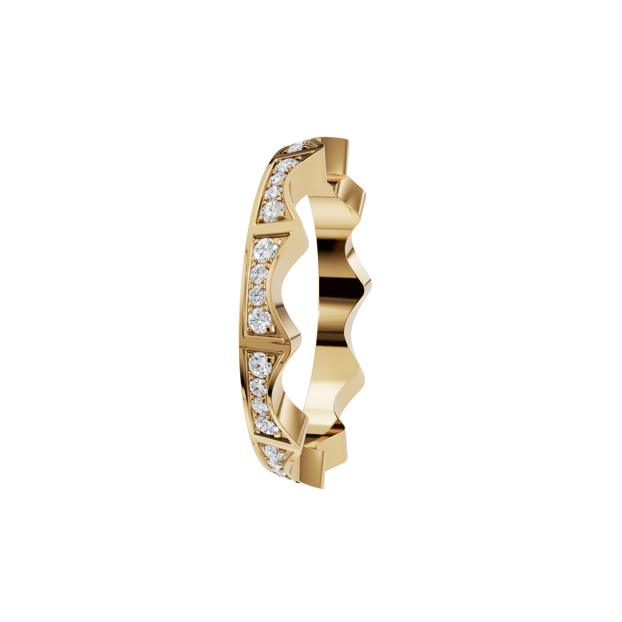 0.30 Ctw Round Diamond Geometric Band Ring in Gold - Modern Luxury Fine Jewelry