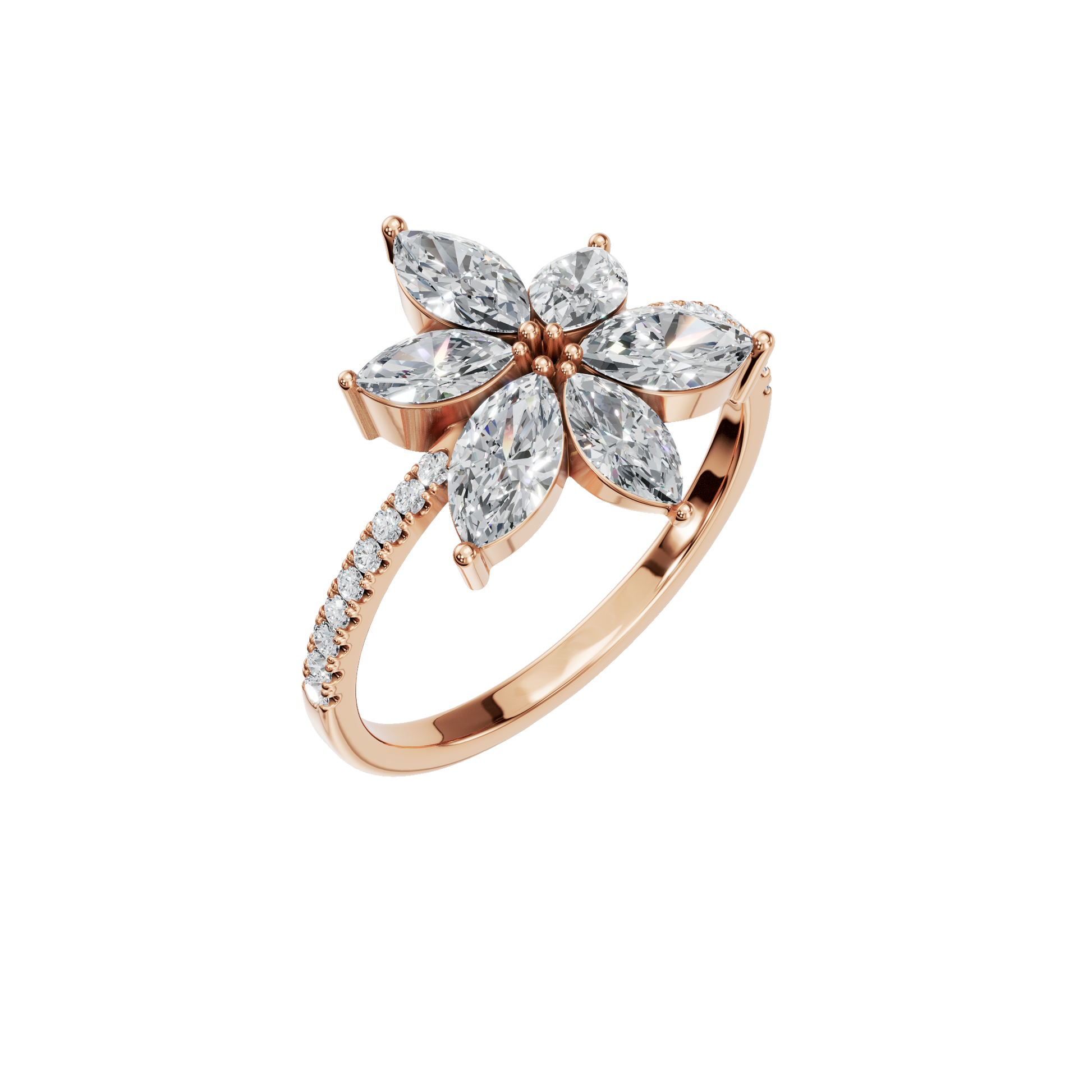 1.13 CTW Statement Diamond Ring – Floral Design in Gold