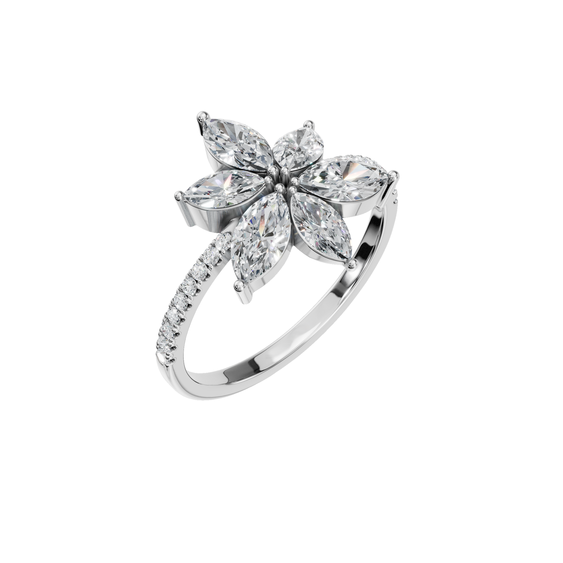 1.13 CTW Statement Diamond Ring – Floral Design in Gold